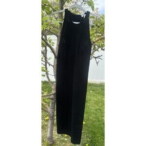 ALC Kit Pointelle Midi Dress Black Stretch Ribbed Knit SZ Small $395.00